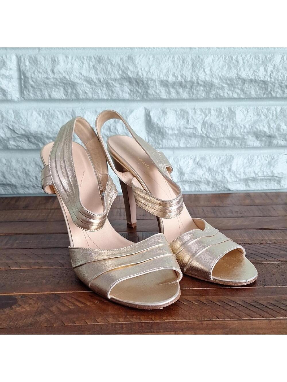 Kate Spade Shiny Nude Open Toe Heel Size 9